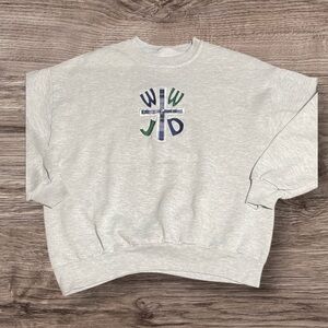 Light Gray Graphic Crewneck Sweatshirt - Unbranded